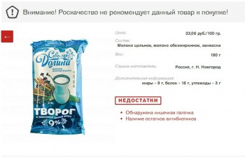 Роскачество выявило кишечную палочку в производимом в Нижнем Новгороде твороге
