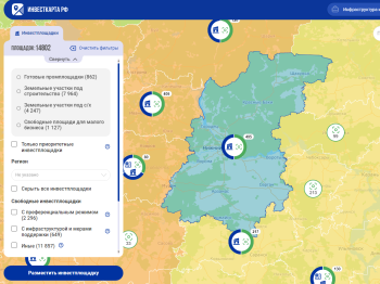Нижегородская область вошла в топ-5 регионов по числу реализованных инвестиционных площадок, размещенных на инвесткарте России