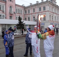 Олимпийский огонь прибыл на ул.Рождественская 