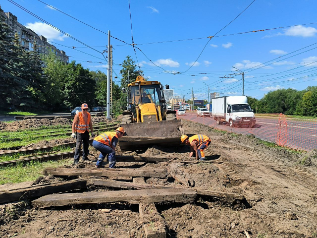 Замена трамвайной стрелки началась в районе станции "Варя" в Нижнем Новгороде