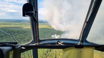 Почти 1 тыс. тонн воды сброшено с воздуха на территорию лесного пожара в Воротынском районе (ВИДЕО)