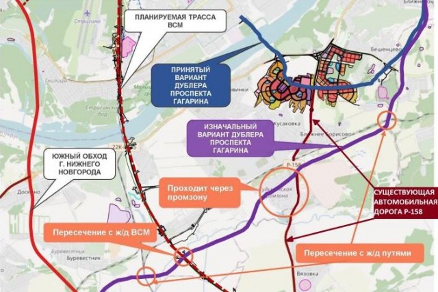 Трасса планируемого дублёра проспекта Гагарина в Нижнем Новгороде скорректирована