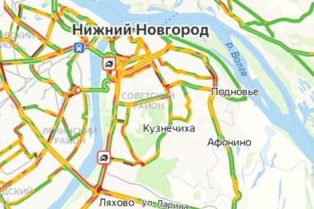 Пробки в 9 баллов образовались в Нижнем Новгороде вечером 12 ноября