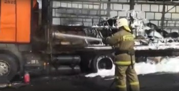 Фура сгорела в Кстовском районе 21 июля (ВИДЕО)