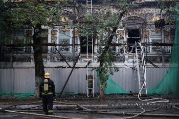 Тушение пожара в литературном музее А.М. Горького в Нижнем Новгороде