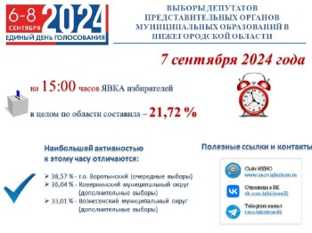 Явка избирателей на нижегородских выборах превысила 21%