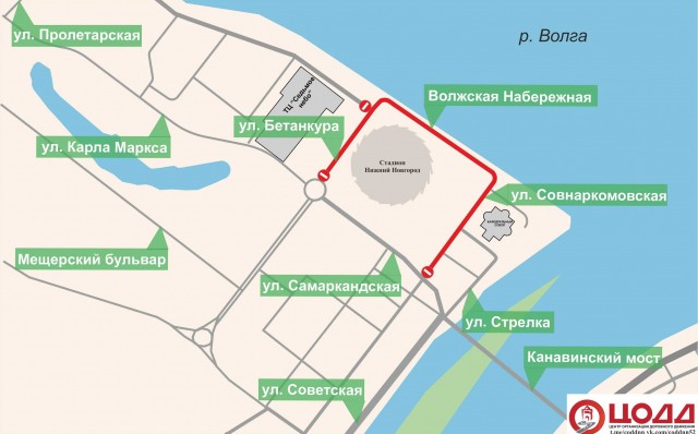 Движение транспорта у стадиона "Нижний Новгород" будет приостановлено 16 сентября