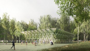 Каркас спортцентра монтируют в нижегородском парке &quot;Швейцария&quot;