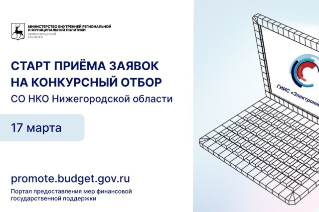 В Нижегородской области 17 марта стартует прием заявок на конкурс грантовой поддержки социально ориентированных НКО