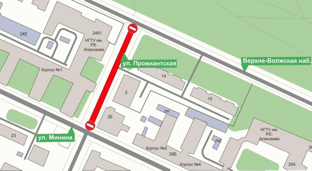 Движение транспорта на улице Провиантской в Нижнем Новгороде временно приостановят
