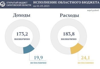 Доходы бюджета Саратовской области за два месяца составили 19,9 млрд рублей