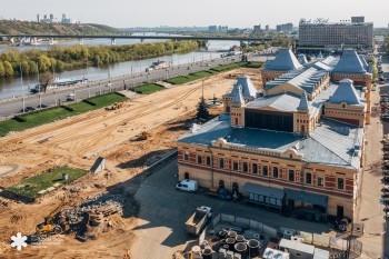 Земляные работы завершены перед главным ярмарочным домом в Нижнем Новгороде