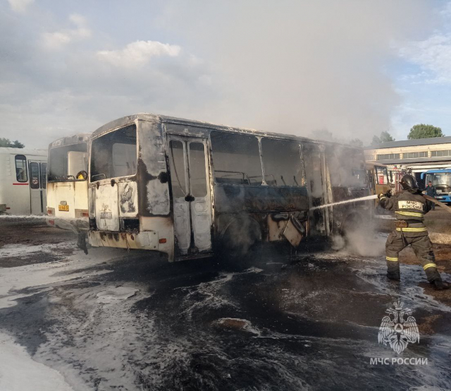 Пять автобусов и ГАЗель сгорели в Выксе Нижегородской области