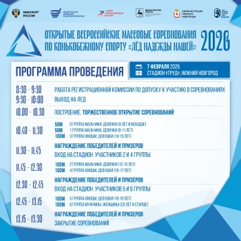 Всероссийские соревнования «Лед надежды нашей – 2026» пройдут в Нижнем Новгороде 7 февраля