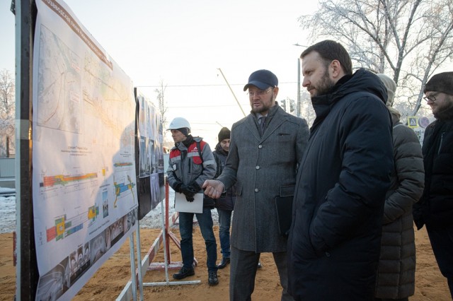 Максим Орешкин осмотрел строительную площадку будущей станции метро "Сенная" в Нижнем Новгороде