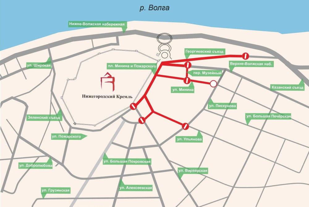 Площадь Минина в Нижнем Новгороде перекроют 20 и 22 апреля