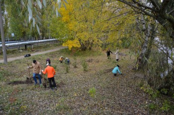 Волонтеры, школьники и сотрудники администрации привели в порядок берега речки Левинка в Нижнем Новгороде