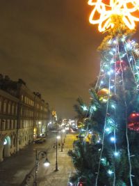 Новогодняя ель установлена на улице Рождественской в Нижнем Новгороде