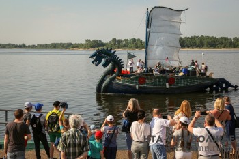 Экспедиция "Путь Рюрика" на древнерусской ладье прибыла в Нижний Новгород
