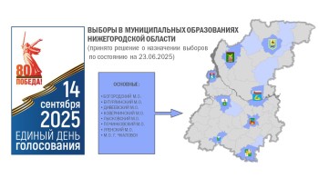 Выборы пройдут в сентябре в 14 муниципалитетах Нижегородской области Выборы пройдут в сентябре в 14 муниципалитетах Нижегородской области
