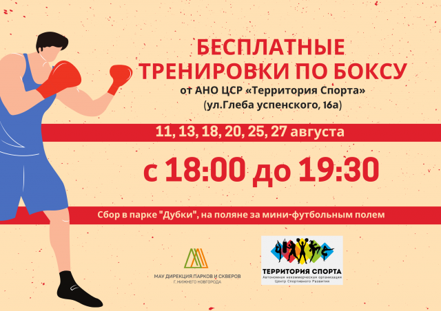 Бесплатные занятия по боксу в нижегородском парке "Дубки" смогут посетить все желающие