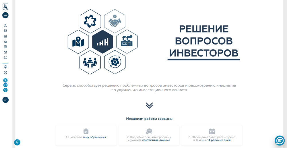 Сервис «Решение вопросов инвесторов» обновлен на инвестиционном портале Нижегородской области