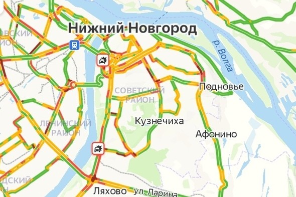 Пробки в 9 баллов образовались в Нижнем Новгороде вечером 12 ноября Пробки в 9 баллов образовались в Нижнем Новгороде вечером 12 ноября