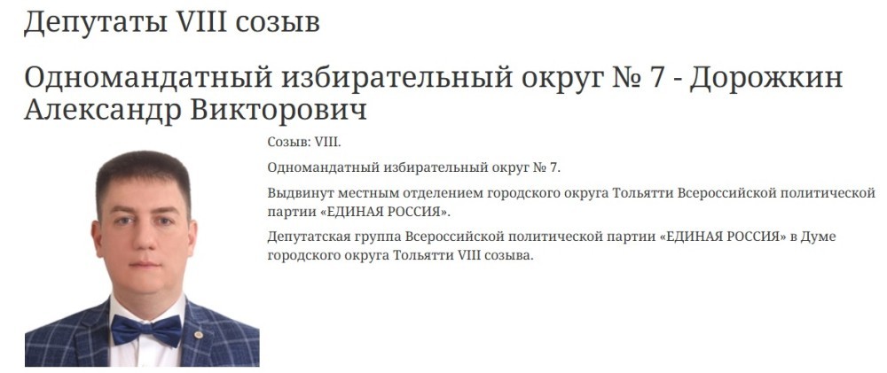 Депутата из Тольятти Дорожкина сместили с должности главы комиссии 