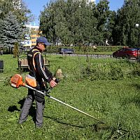 Покос травы на пересечении ул.Ошарская и Республиканская в Нижнем Новгороде 